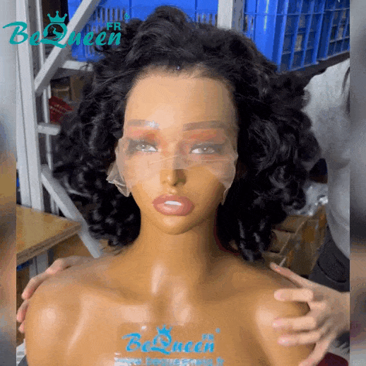 BeQueen “Evalope” Perruque Bob avec Bouncy Egg curly Lace closure 300% densité