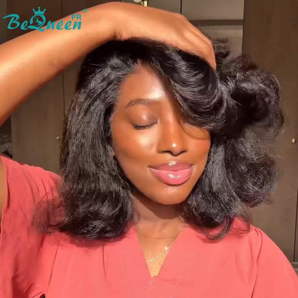 BeQueen “Nadia” Peruca Bob Kinky Liso com Renda Frontal em Camadas com Renda Frontal 13*4
