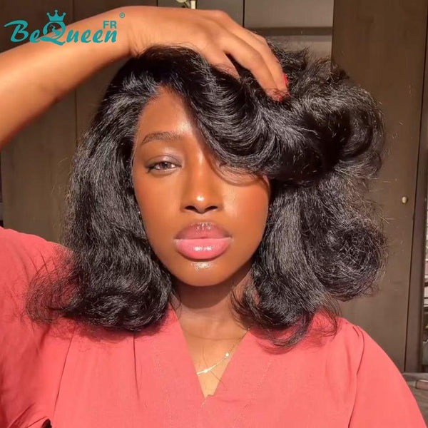 BeQueen “Nadia” Peruca Bob Kinky Liso com Renda Frontal em Camadas com Renda Frontal 13*4