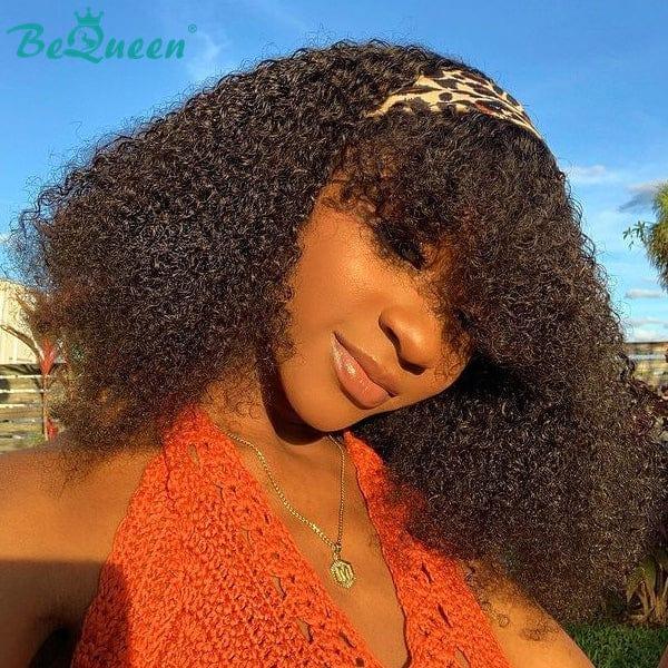 BeQueen Perruque "Yaya" kinky curly avec frange sans colle 100% cheveux humains