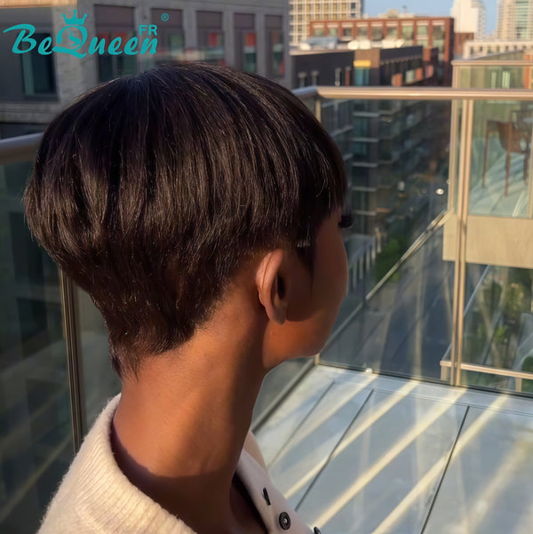 BeQueen "suey" Short Straight Pixie Machine Made Wigs style 2