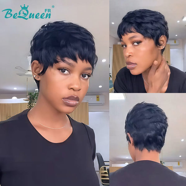 BeQueen  "suey" Perruques Pixie Liso Curto à Máquina Estilo 3