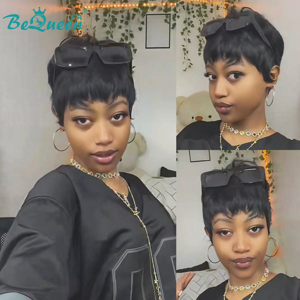 BeQueen  "suey" Perruques Pixie Liso Curto à Máquina Estilo 3