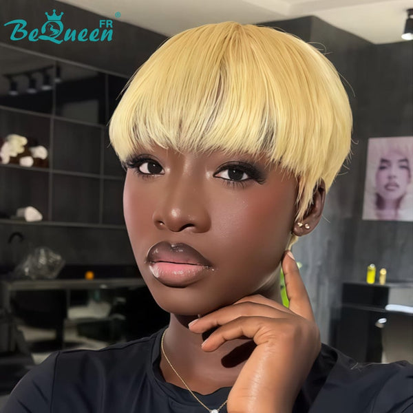 BeQueen  "suey" Perruques Pixie Liso Curto à Máquina Estilo 3