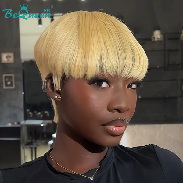 BeQueen  "suey" Perruques Pixie Liso Curto à Máquina Estilo 3