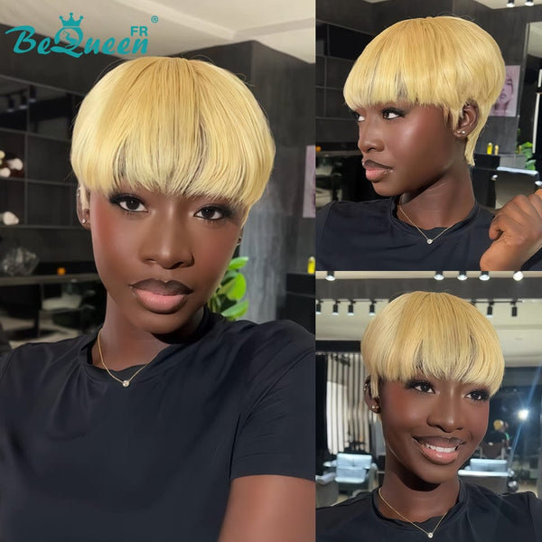 BeQueen  "suey" Perruques Pixie Liso Curto à Máquina Estilo 3