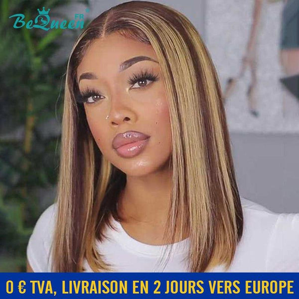 BeQueen "Bonnie" Perruque Bob Marron mix Miel lisse avec Lace Closure 4X4 En France à moitié prix