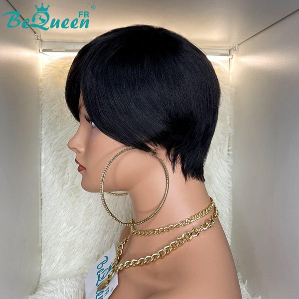 BeQueen Peruca Pixie Liso na Máquina