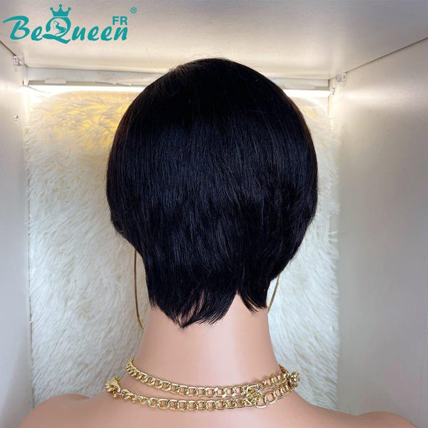 BeQueen Peruca Pixie Liso na Máquina