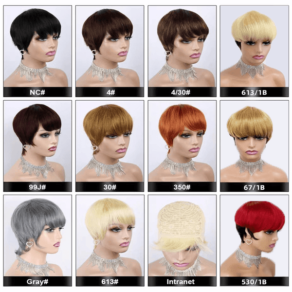 BeQueen Peruca Pixie Liso com Franja na Máquina