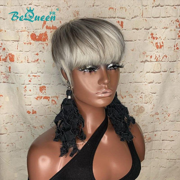BeQueen Peruca Pixie Liso com Franja na Máquina
