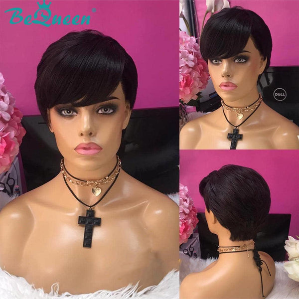 BeQueen Peruca Pixie Liso com Franja na Máquina