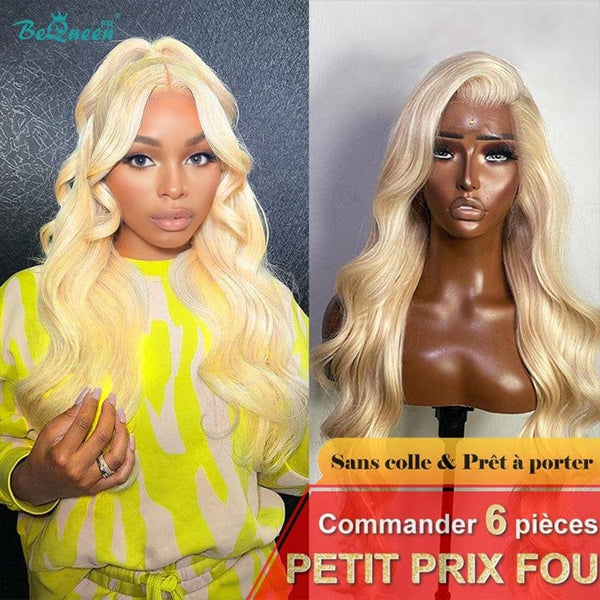 BeQueen “Elsa” Perruque Longue Body Wave Blonde avec Lace Frontale 13x4 Prêt à porter Sans Colle Petit Prix FOU