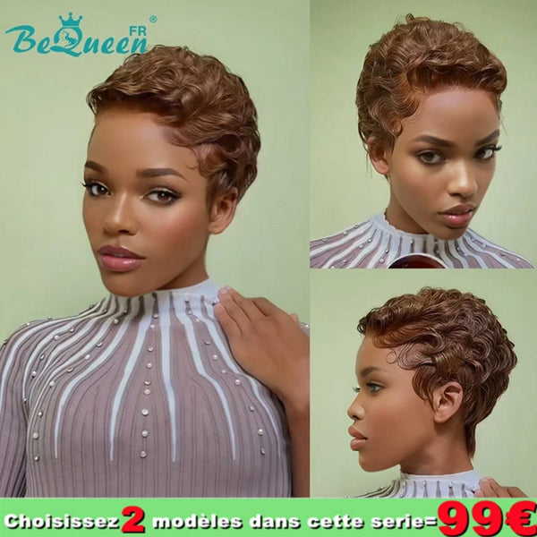BeQueen 99€ = 2 wigs "Edwina" Pixie Afro curl wig with 13x4 Lace Frontal Honey