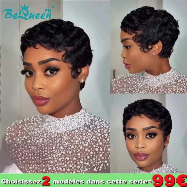BeQueen 99€ = 2 wigs "Edwina" Pixie Afro curl wig with 13x4 Lace Frontal