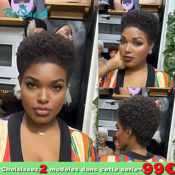 BeQueen 99€=2 perruques "Edwina"  Perruque Pixie Afro curl avec Lace Frontale 13x4