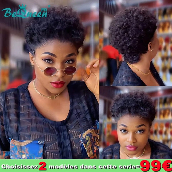 BeQueen 99€=2 perruques "Edwina"  Perruque Pixie Afro curl avec Lace Frontale 13x4 style 2