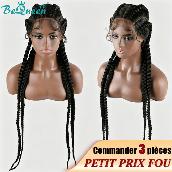 BeQueen Peruca em 4 Tranças 100% fibra sintética Cabelo natural Pequeno Preço FOU