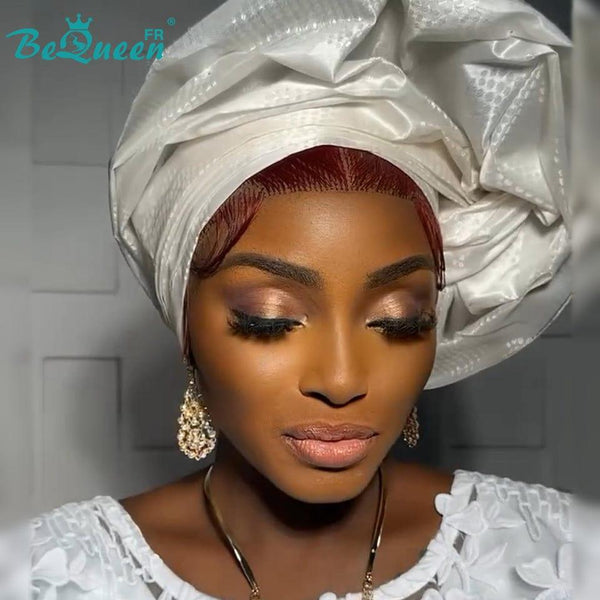 BeQueen “Soniel” Perruque lisse frontale 16 pouces serre tête rouge bordeaux avec Lace frontale 13*4 style 7