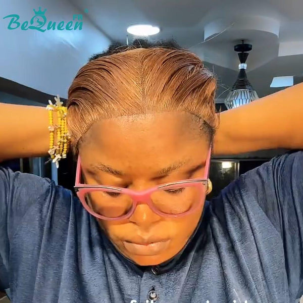 BeQueen “Soniel” Perruque lisse frontale 16 pouces serre tête miel avec Lace frontale 13*4 style 9