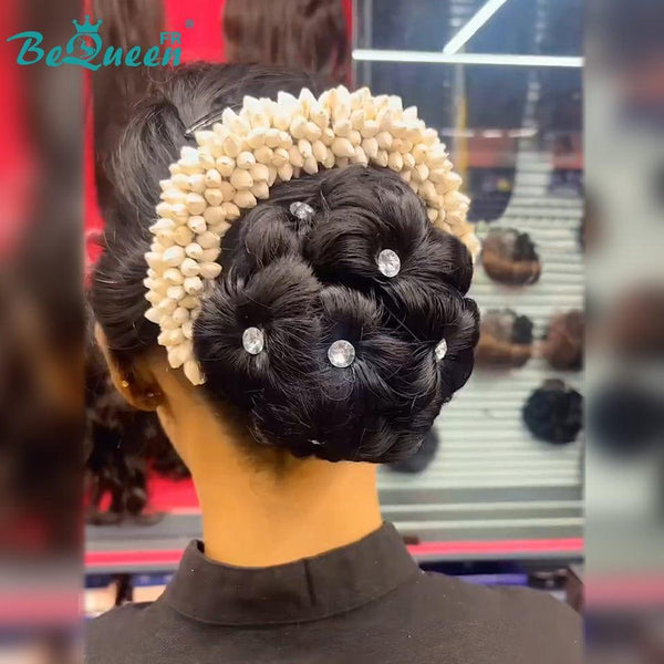 BeQueen Extensions Clip Ins avec chignon avec diamond