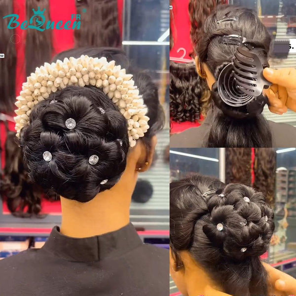 BeQueen Extensions Clip Ins avec chignon avec diamond