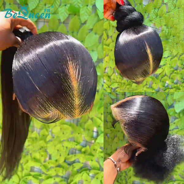 BeQueen “Flamingo" Perruque lace pleine avec queue de cheval 100% cheveux humians déjà customisée 3 modèles