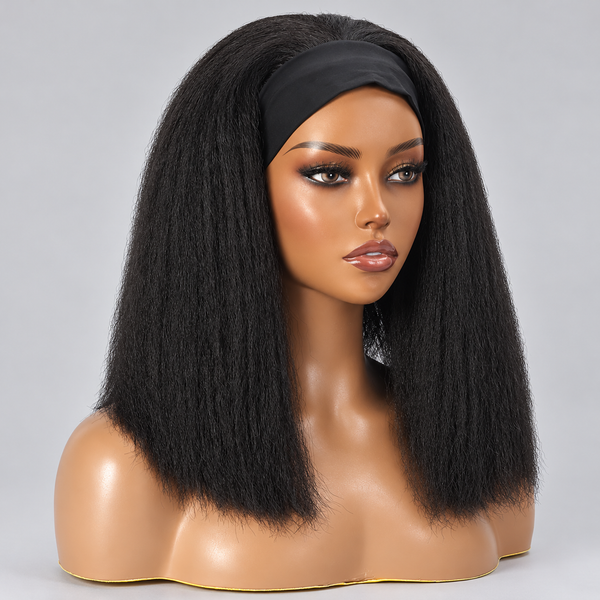 BeQueen "Iwa" Perruque Bob couleur Noir Kinky straight wave avec à bandeau Moitié prix