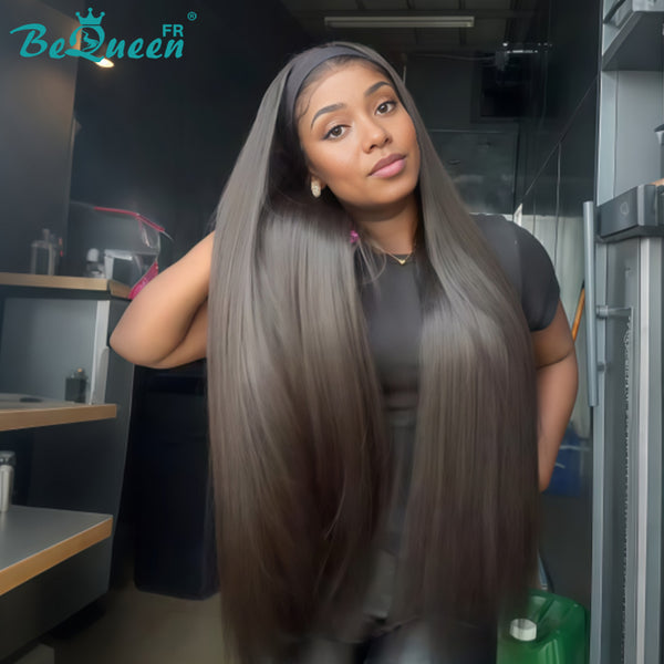 BeQueen "Mina" Perruque Longue 30 pouces Lisse Couleur noir en bandeau Moitié prix