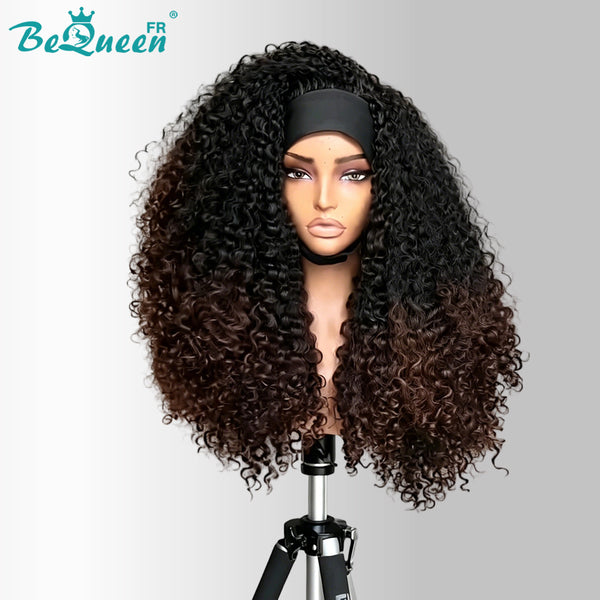 BeQueen "Bronnie" Peluca larga negra y marrón estilo Curly Wave con diadema a mitad de precio