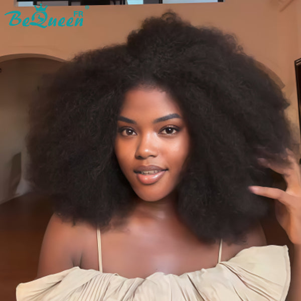 BeQueen „Addi“ Custom Bob Afro Curly Perücke, fertig zum Tragen, ohne Kleber, 13 x 4 cm 