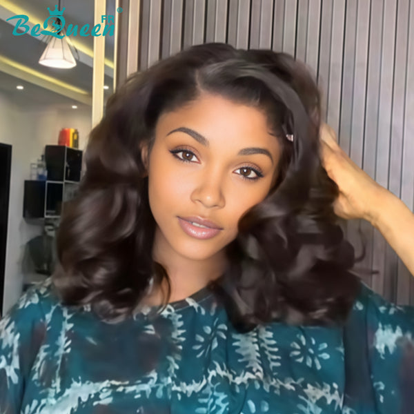 BeQueen "Polysia" Black Bouncy Curly Bob Wig with Lace Front Style 31