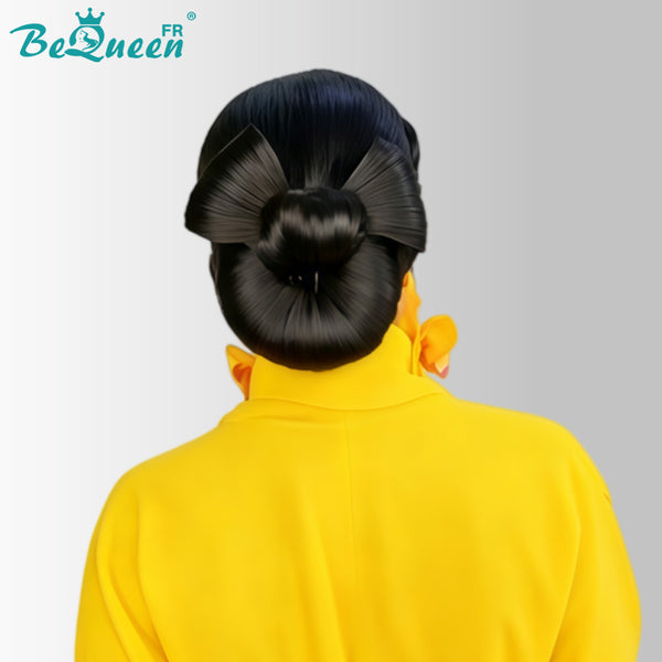 BeQueen “Nemma” Perruque de mariage noir Chignon avec Lace Frontale 13x4