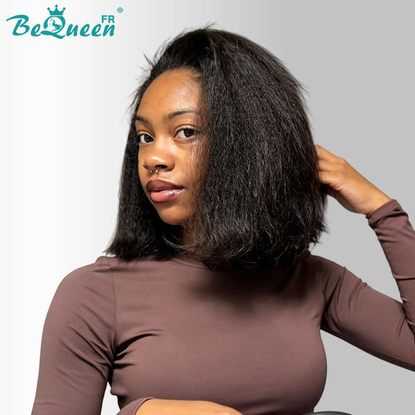 BeQueen "Monna" Peruca cor preta Meia-peruca pixie afro sem cola Metade do preço