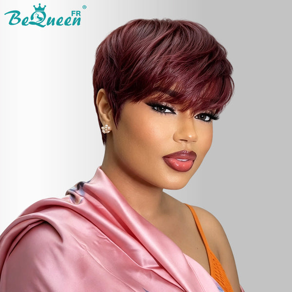 Bequeen Peluca "Suey" lacia hecha a máquina Negro mezclado con miel 100% cabello humano estilo 6