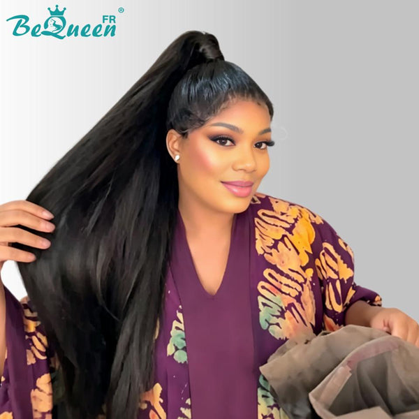 BeQueen “Florance" Peluca lisa con coleta y lace 360, 30 pulgadas, sin pegamento, mitad de precio, estilo 14