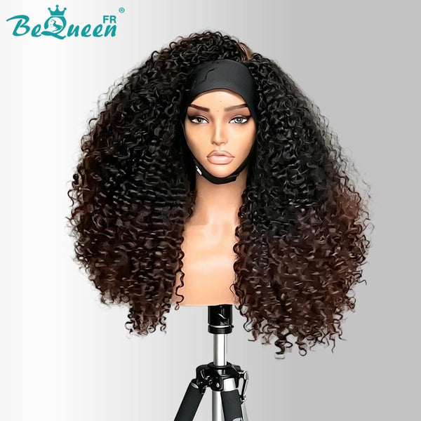 BeQueen "Bronnie" Peluca larga negra y marrón estilo Curly Wave con diadema a mitad de precio