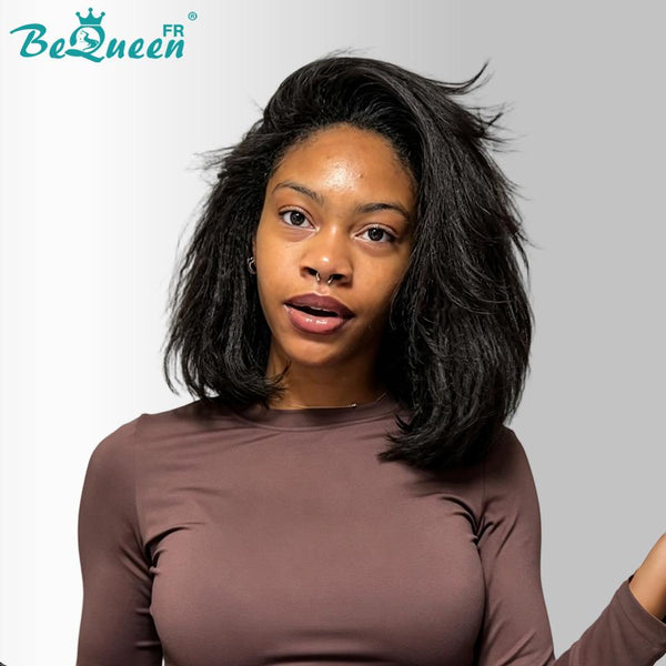 BeQueen "Monna" Peruca cor preta Meia-peruca pixie afro sem cola Metade do preço