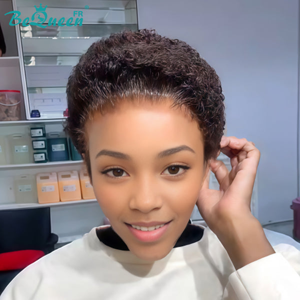 BeQueen "Edwina" Schwarze Afro-Perücke, maschinell gefertigt, 100% Echthaar, Stil 3