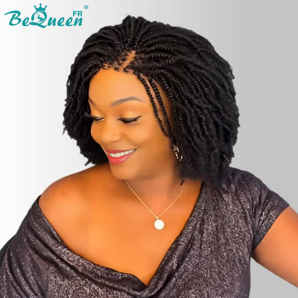 BeQueen “Unelle" Perruque pixie avec Tresse twist sans lace/lace pleine sans colle style 2