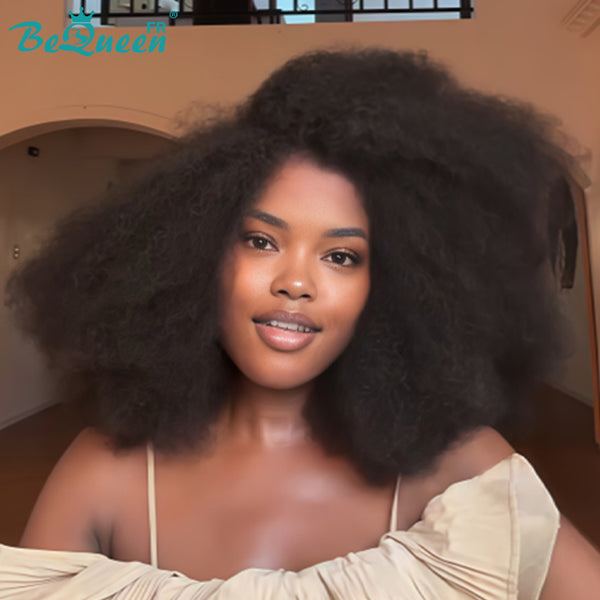 BeQueen „Addi“ Custom Bob Afro Curly Perücke, fertig zum Tragen, ohne Kleber, 13 x 4 cm 