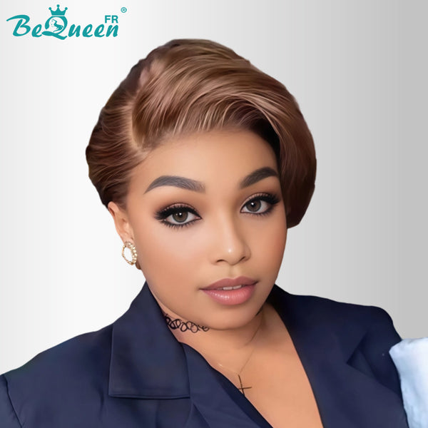 Bequeen "Chris" Wig with 13x4 Lace Front, Ready-to-Wear, 100% Human Hair, Brown, No Glue