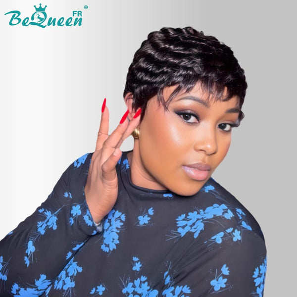 Bequeen Perruque "Obala" Bouclé à la machine couleur Noir 100% cheveux humains 100% sans colle