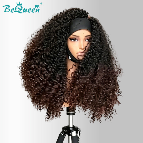 BeQueen "Bronnie" Peluca larga negra y marrón estilo Curly Wave con diadema a mitad de precio