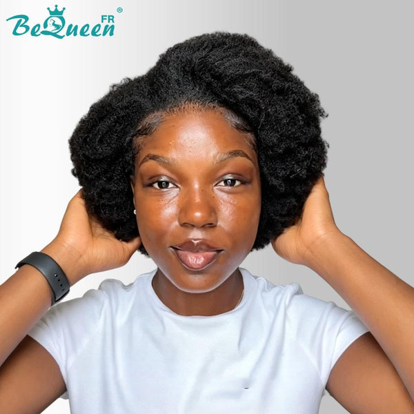 BeQueen "Monna" Perruque couleur noir Demi-coiffe pixie afro sans colle Moitié prix style 2