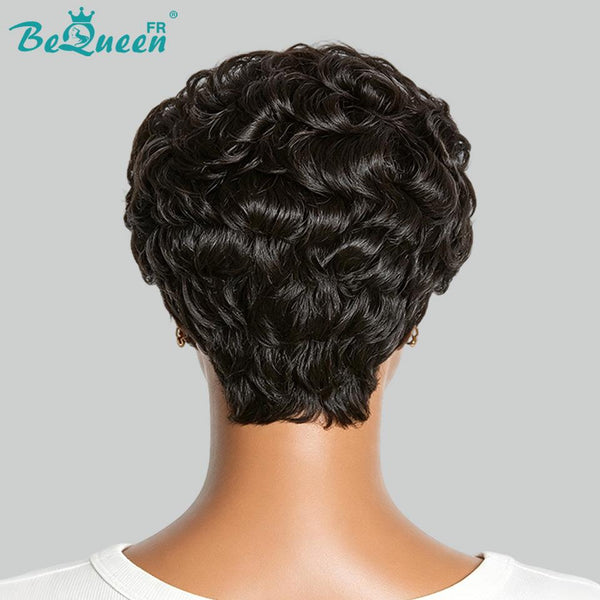 Bequeen Perücke „Suwe“ Pixie Schwarz, ohne Kleber, Front-Lace mit Seitenscheitel, Style 11