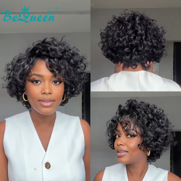 BeQueen "Amour" Peruca pixie Cacheada Sem cola peruca natural