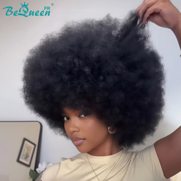 BeQueen „Addi“ Custom Bob Afro Curly Perücke, fertig zum Tragen, ohne Kleber, 13 x 4 cm 