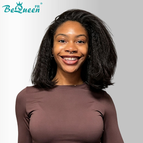 BeQueen "Monna" Peruca cor preta Meia-peruca pixie afro sem cola Metade do preço