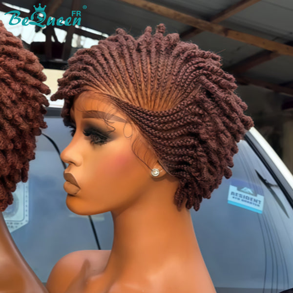 BeQueen “Helno" Peluca pixie con trenza twist de encaje completo, cuatro estilos